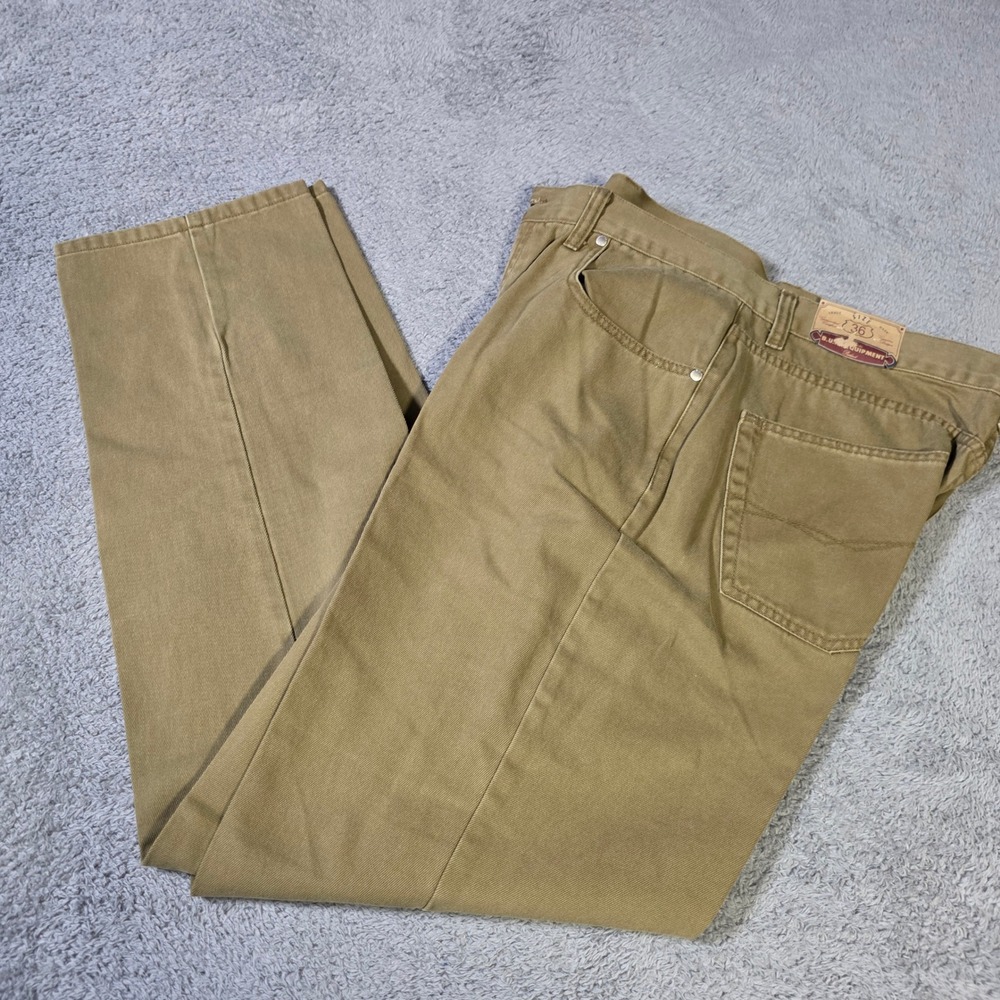 B.U.M. Equipment Mens 36 Straight Leg Pants Tan Khaki Cotton Twill Button Fly